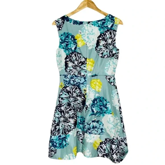 J. Crew Turquoise Blue Aquatic Floral Silk Dress Size Women’s Size 4 - Picture 8 of 13